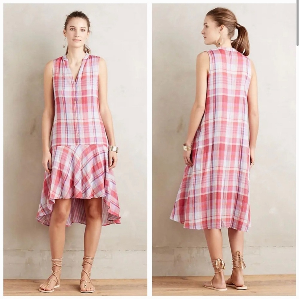Maeve Pippa Sleeveless Plaid Hi-Lo Dress sz L NWT